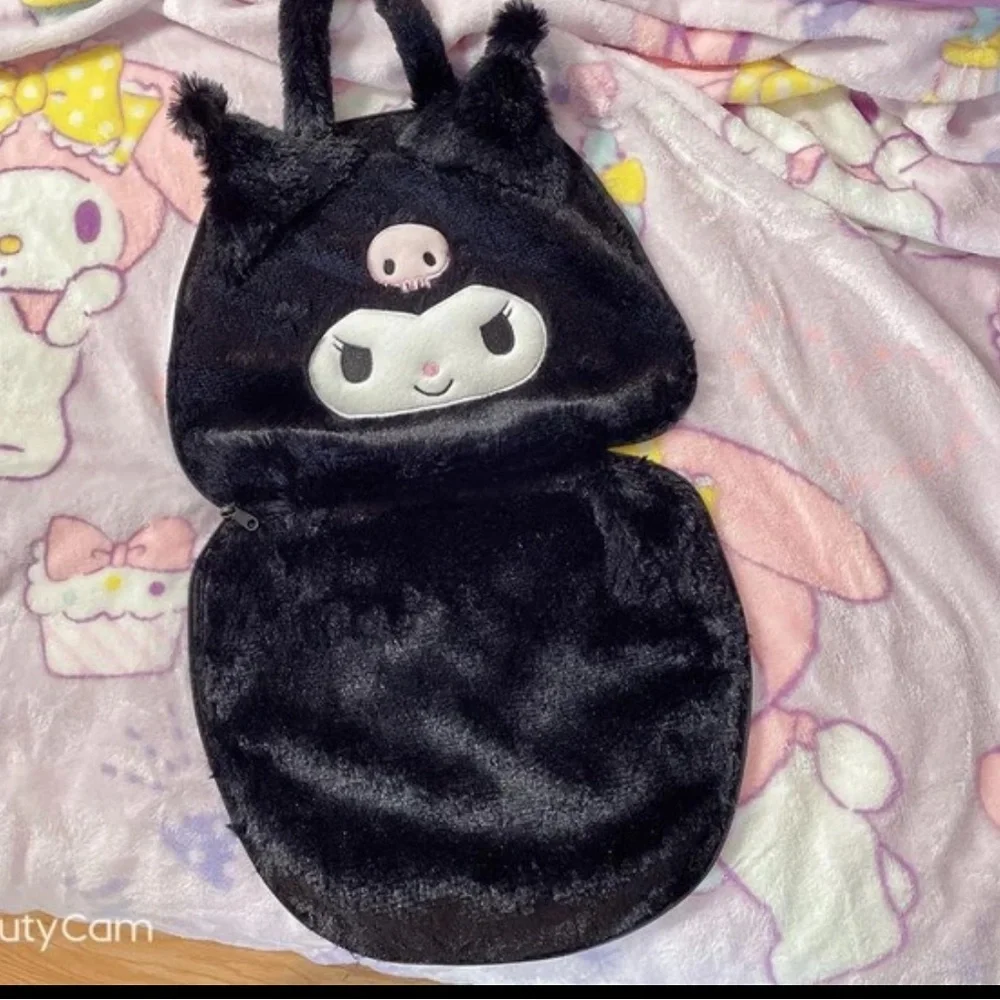 Sanrio Black Kuromi Zip Up Travel Blanket in a Bag